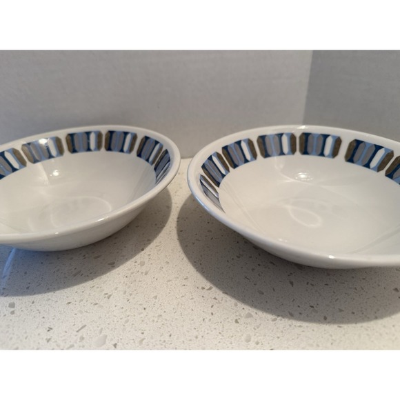 Staffordshire Ridgway Ironstone "vogue" Set Of 2 Cereal/Soup/Fruit Bowls - Picture 1 of 9